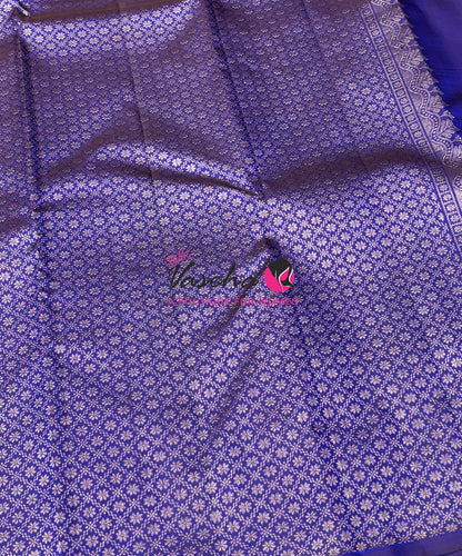 Pure Kanchipuram Silk Saree - Violetish Blue Shade - VVPS054