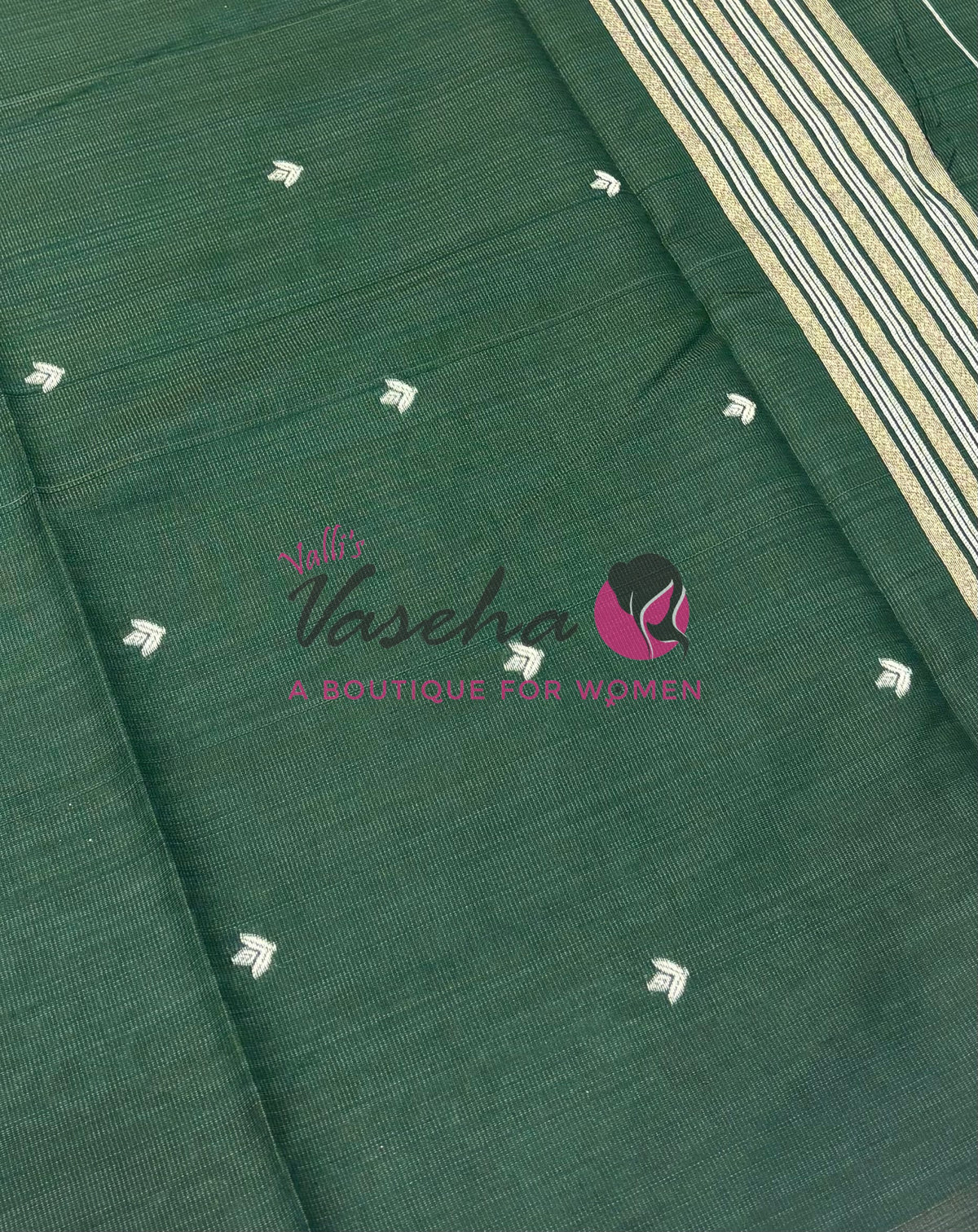 Semi Gicha Tussar Silk - Dark Green Shade - VVGTS002