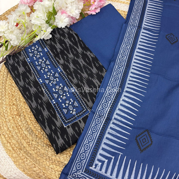 15%less - Offer Unstitched Material - Ikkat Cotton Material - VVDUM003