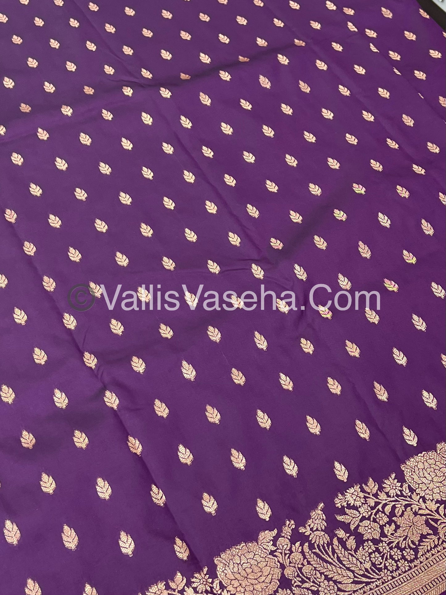 Semi Soft Silk with Border - Dark Purple Shade -VVSSS012