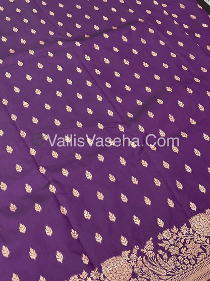 Semi Soft Silk with Border - Dark Purple Shade -VVSSS012