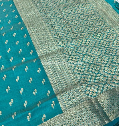 Semi Tussar Silk - Grand Pallu  - Ramar Blue Shade - VVSTS021