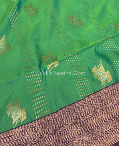 Semi Soft Silk - Green With Purple Shade -VVSSS032 - 9