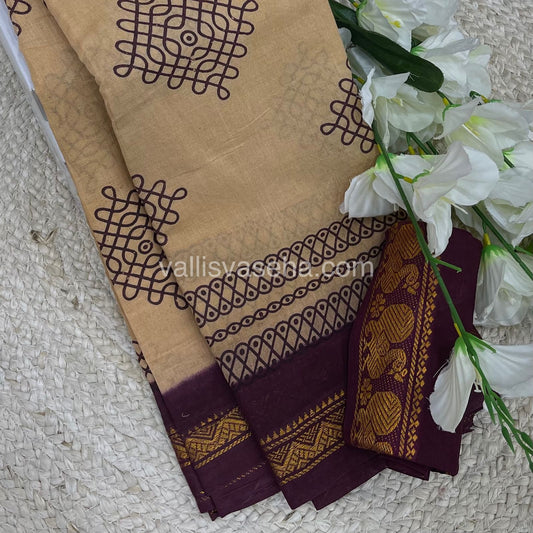 Sungudi Cotton Saree  - Kolam Print  - VVSKP002