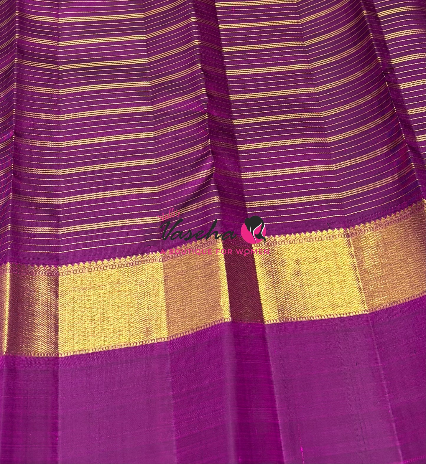 Pure Vintage Korvai Kanchipuram Silk Saree - Chikku / Light Grey & Purple Combo - VVPS006