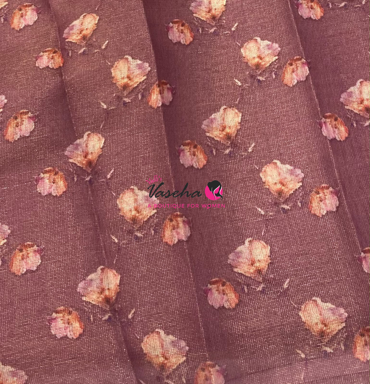 Linen Tissue Saree - Pinkish wine Shade - VVLTS006