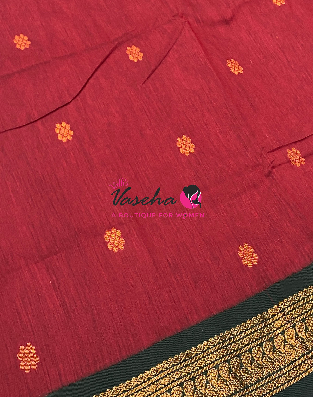 Kalyani Cotton Saree - Maroon With Green Shade - VVKC002