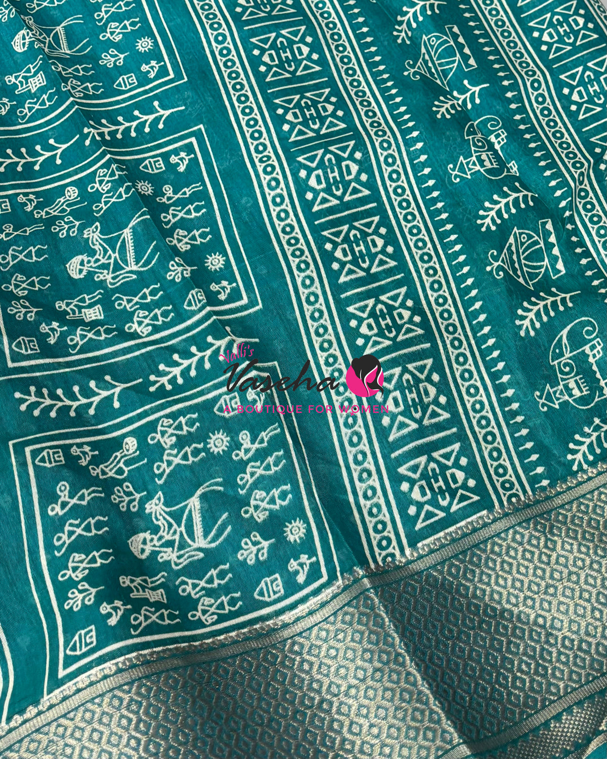 Semi Binny Silk - Varli Design - Blue Shade  - VVSBS010