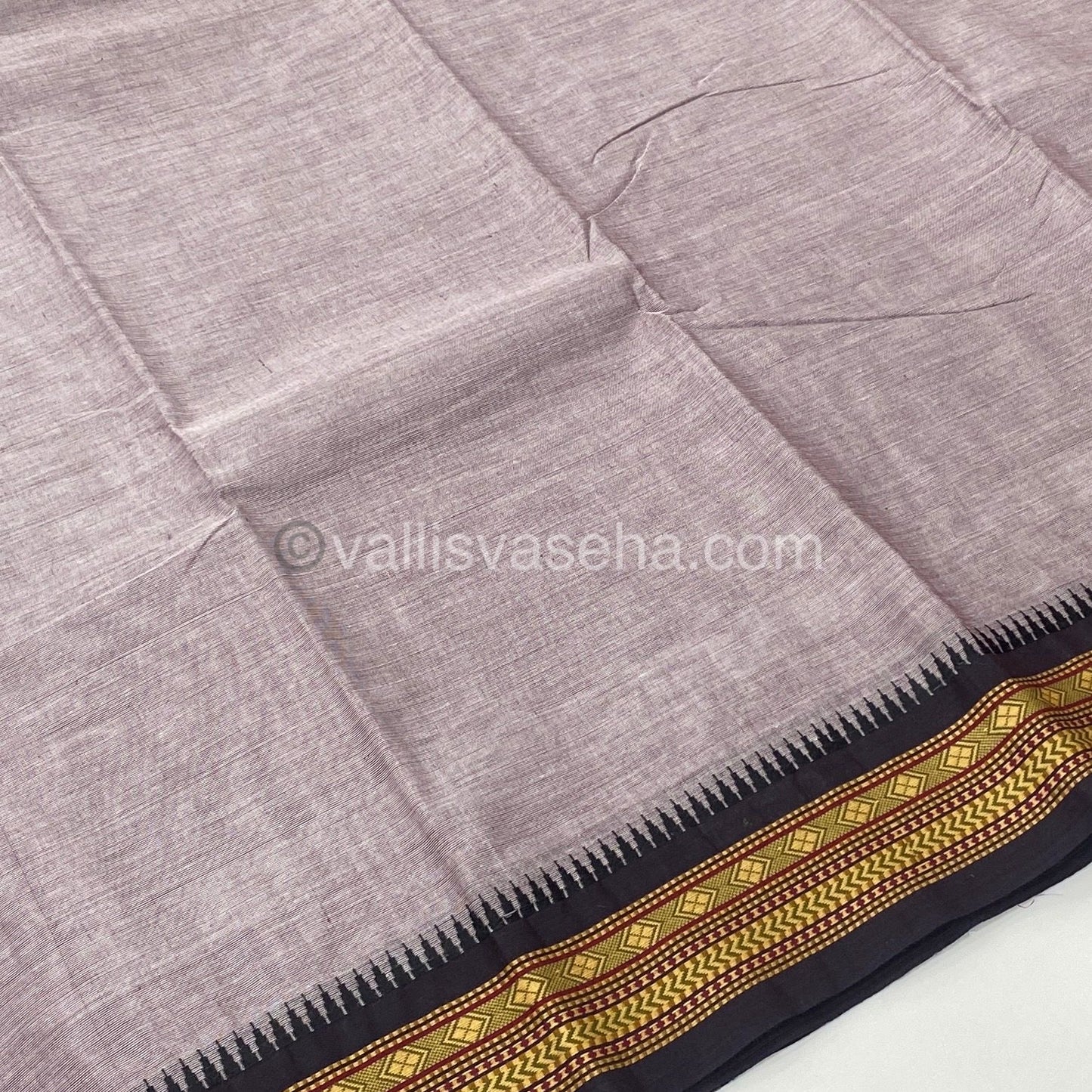 Kanchi Cotton Saree -Double Tone mixed Greyish shade with Dark Wine Color  - VVKCS003