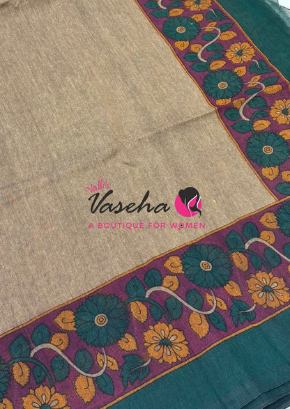 Handloom Cotton Sarees with Kalamkari Blouse - VVKCK004