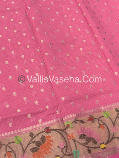 Kota Saree - Paithani Border -Orange with Pink - VVKPS001