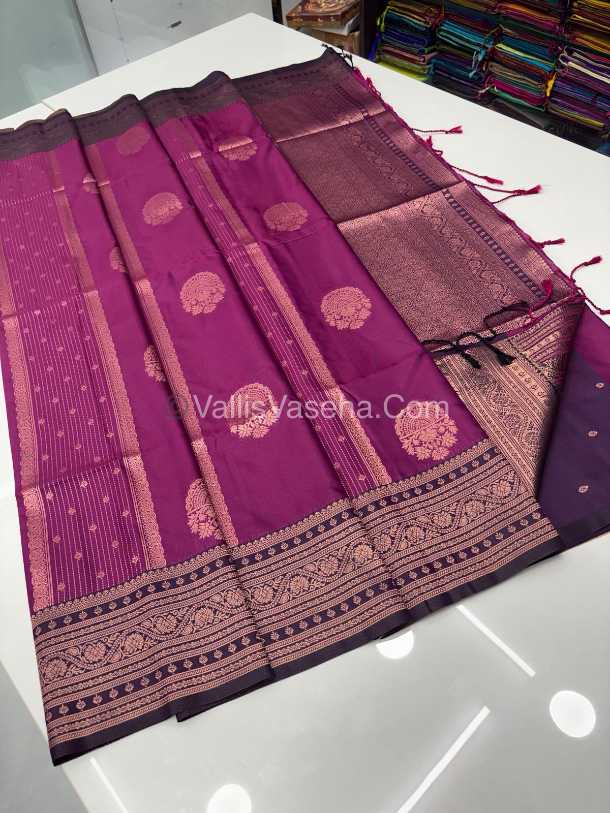Semi Soft Silk -Purplish pink With purple Shade -VVSSS031 - 7