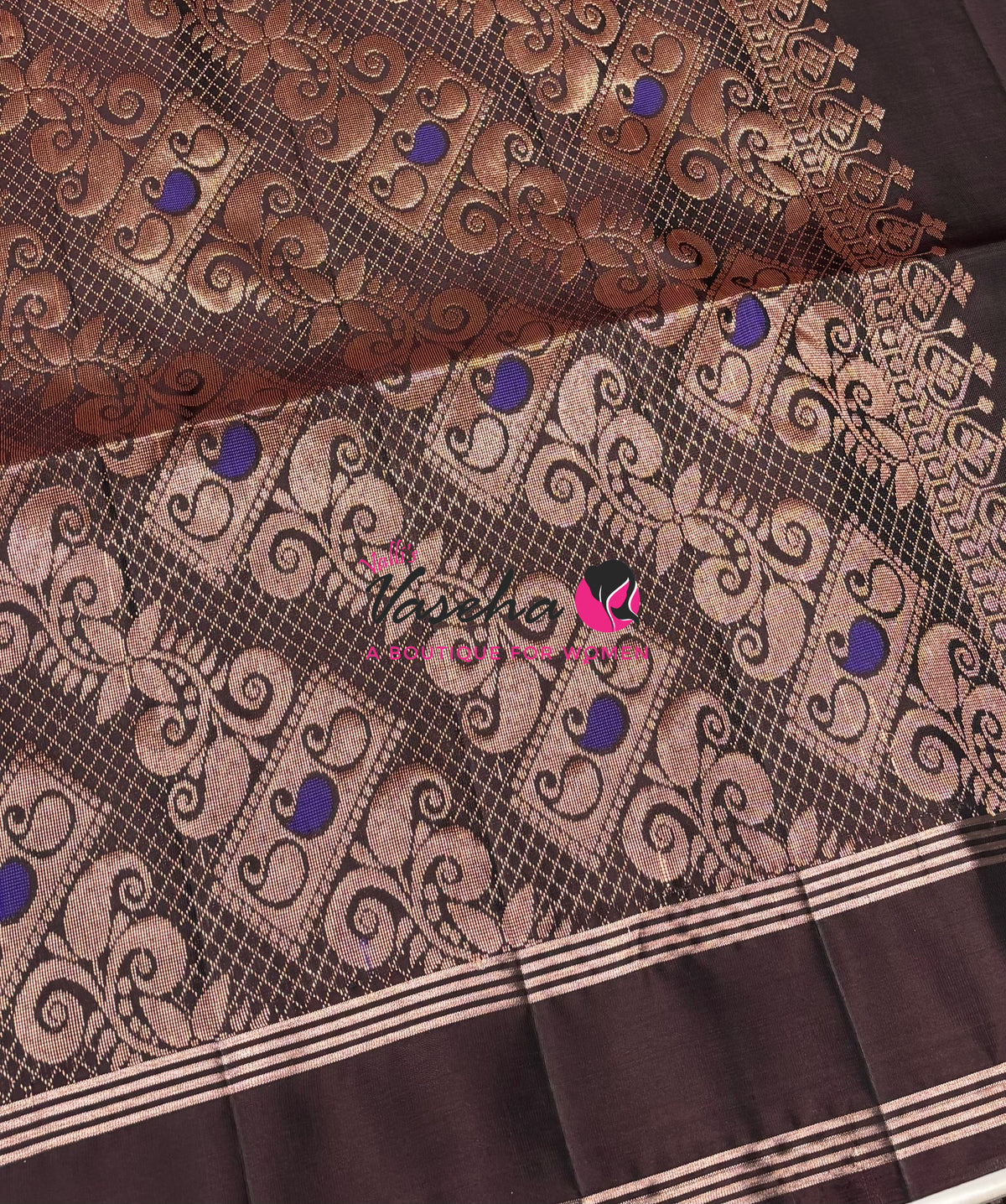 Half Mix - Pure Soft Silk Saree - Meenakari Style Butta - Green With Brown - VVPSS148