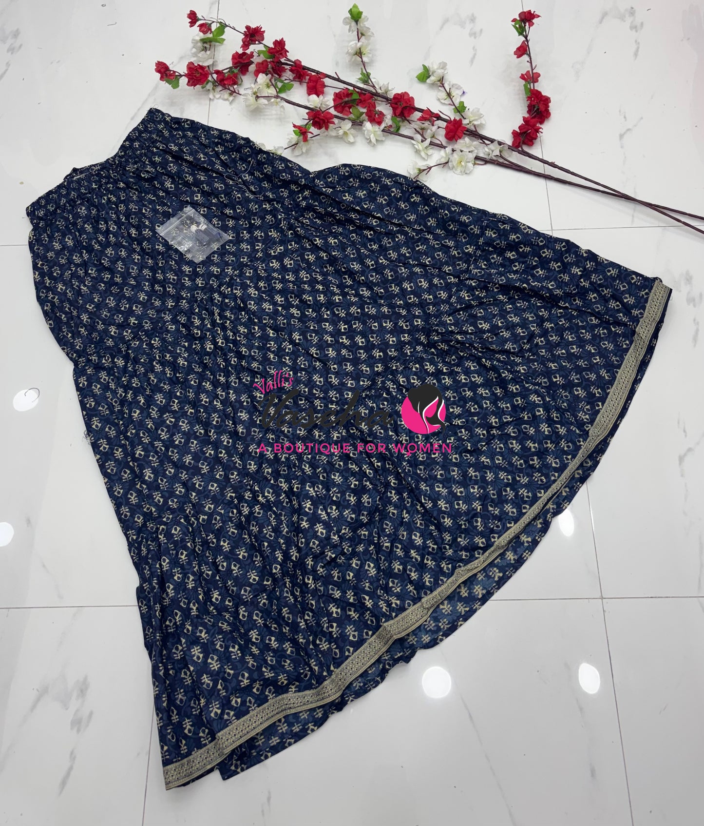 Skirts - Indigo Blue shade - Free Size ( Fit Upto XL Size) - VVPS001
