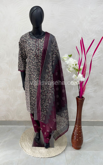 Ready Made - Semi Patiyala 3(pc) Set - Printed Cotton - VVRSP001