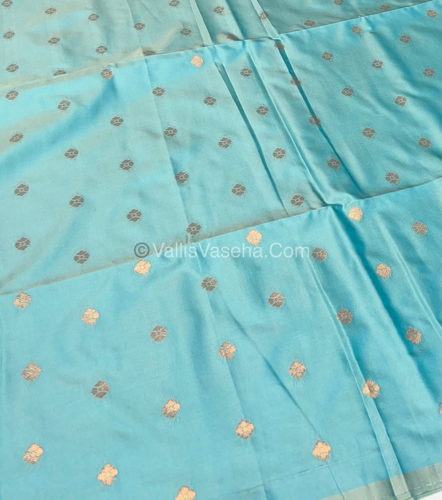 Semi Soft Silk - Border less - Sea Blue Shade -VVSSS007