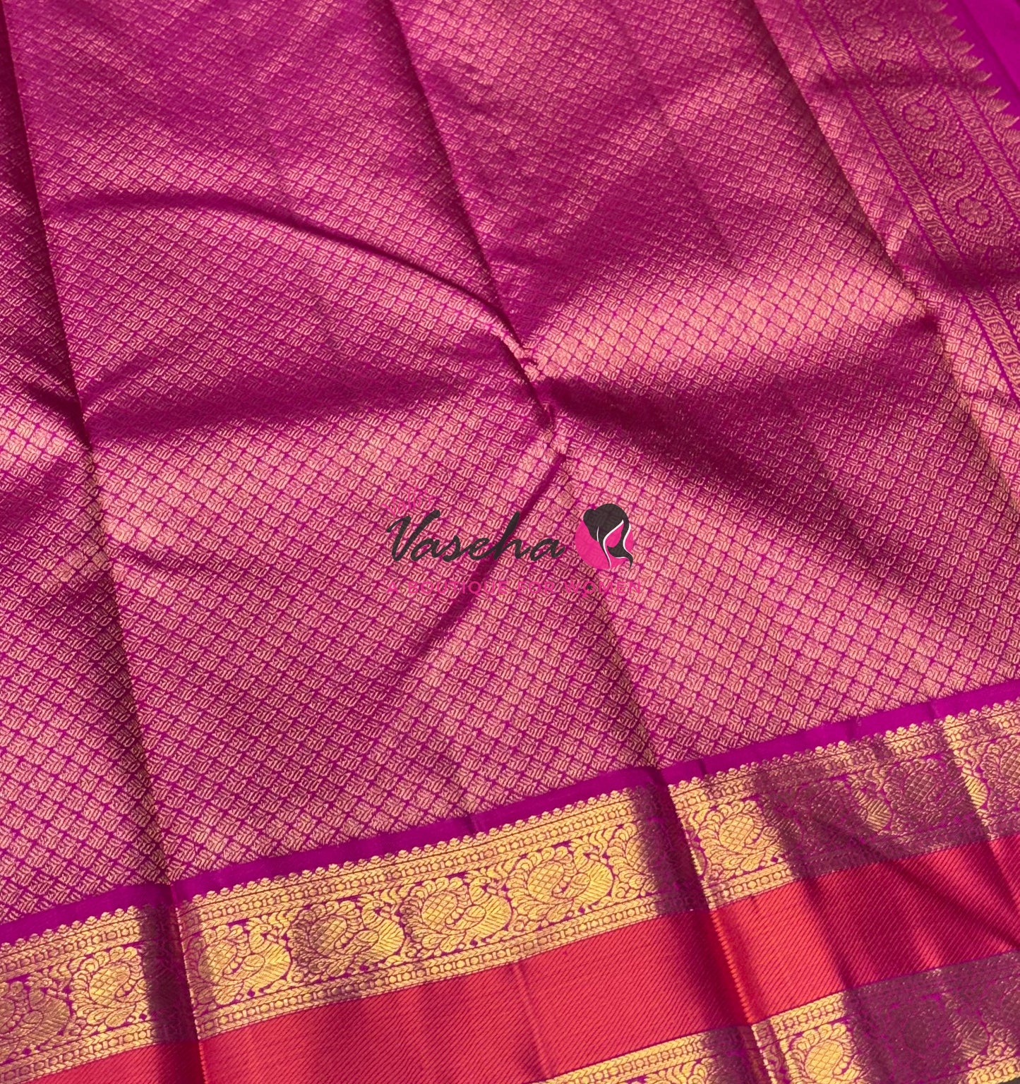 Pure Vintage Korvai Kanchipuram Silk Saree - Green & Pink Combo - VVPS038