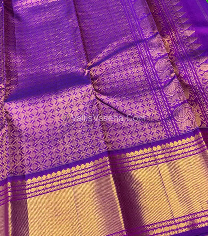 Pure Vintage Korvai Kanchipuram Silk Saree - Green & Purple Combo - VVPS032