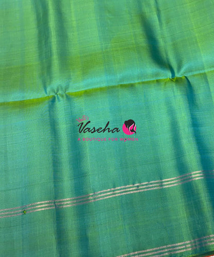 Pure Soft Silk Saree  - Peach & Dual Tone Green Combo - VVPSS136