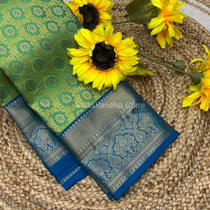 Semi Bridal Kanchipuram Silk - Green With Blue Shade  - VVSBK001
