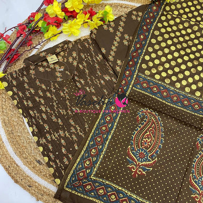 Ready Made | Anarkali Set  |Salwar, Kameez & Duppatta(3pc)|Cotton |VVRMS036