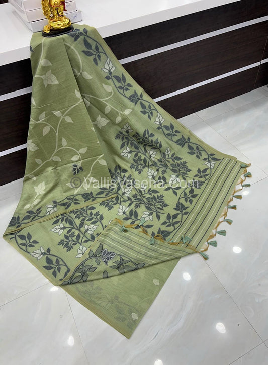 Muga Cotton Saree - Contrast Blouse - VVMCS001