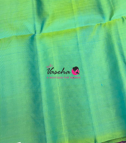 Pure Soft Silk Saree  - Purple With Dual Tone Green Combo - VVPSS139
