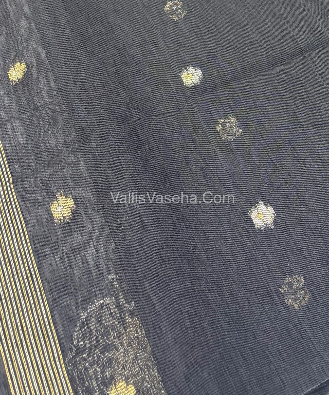 Linen Mixed Jute Silk Saree - Black Shade - VVLMJ002