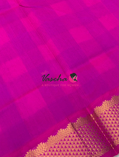 Semi Silk Cotton Saree |  Pazhum Pazhamum Checks Design |VVSSC018