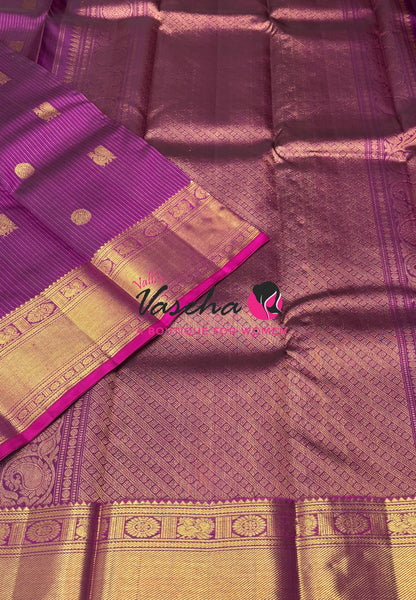 Pure Kanchipuram Silk Saree - Vairavoosi Design  - Purplish Pink Shade - VVPS059