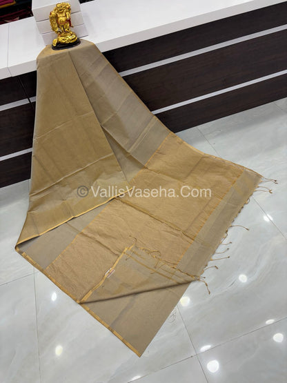 Pure Maheshwari Tissue Silk - Triple Tone Light Grey  & Gold Shade - VVMTS001