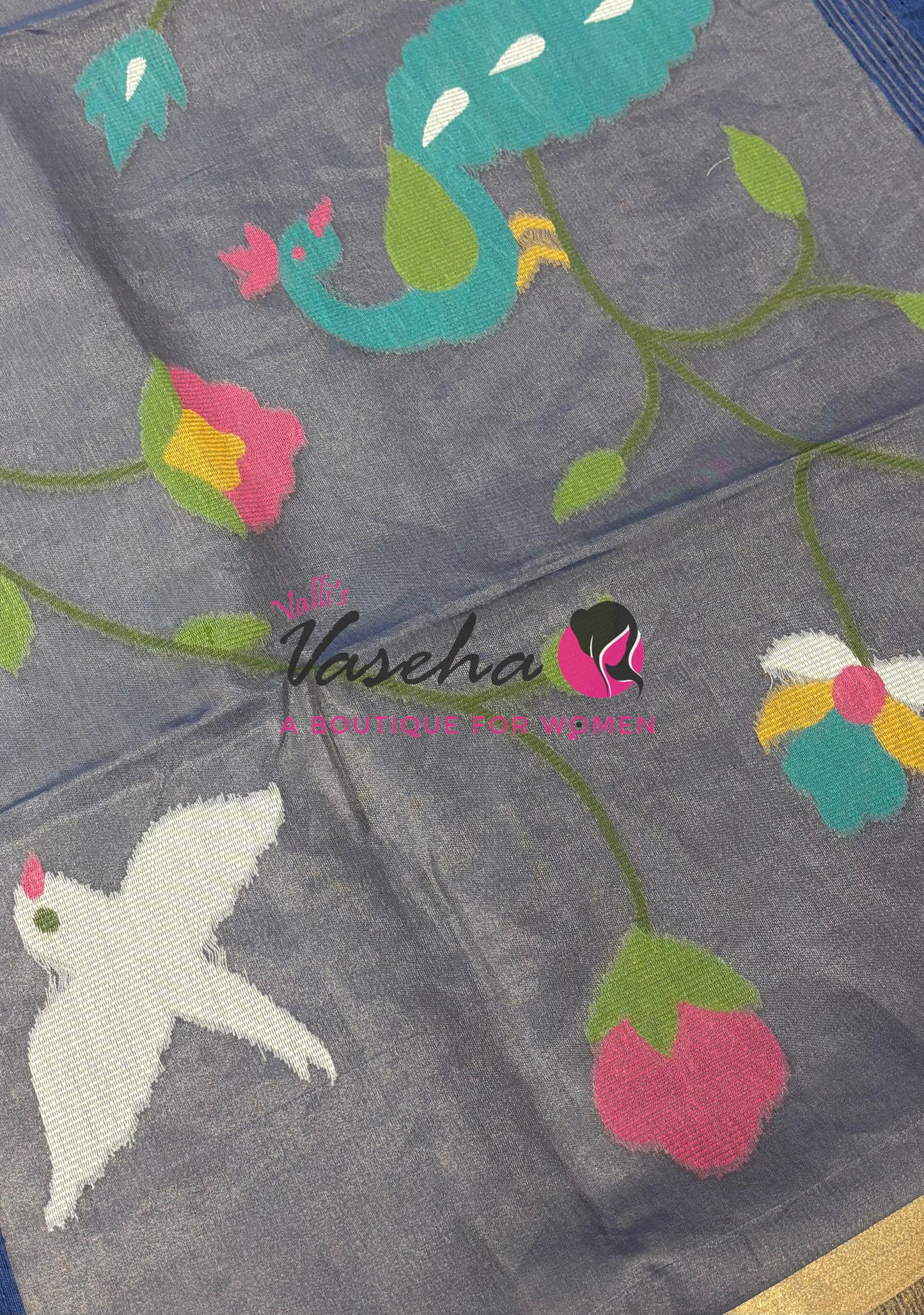 Semi Duppion Tussar Silk Saree | Blue Shade |VVSDT001