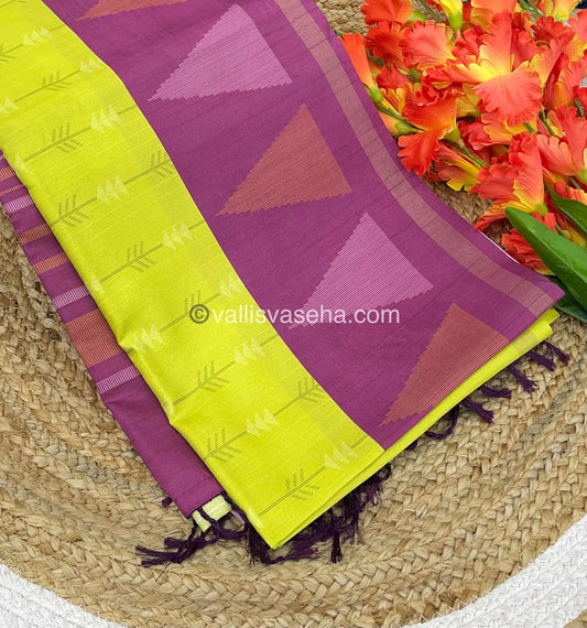 Semi Chappa Silk - Lemon Green with Purplish Pink - VVSC003