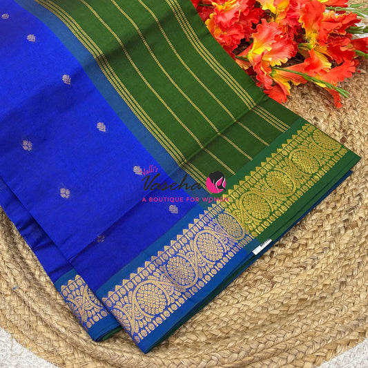 Semi Silk Cotton Saree | Double Leaf Butta Design |VVSSC016