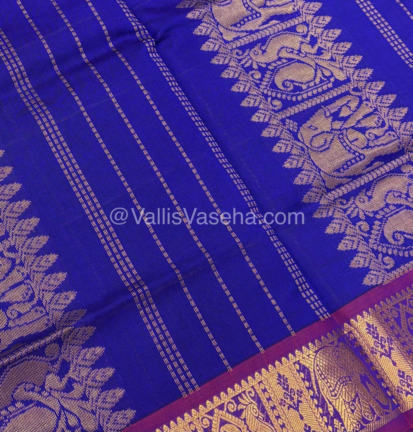 Semi Silk Cotton Saree - Pink with Blue shade - VVSSC002