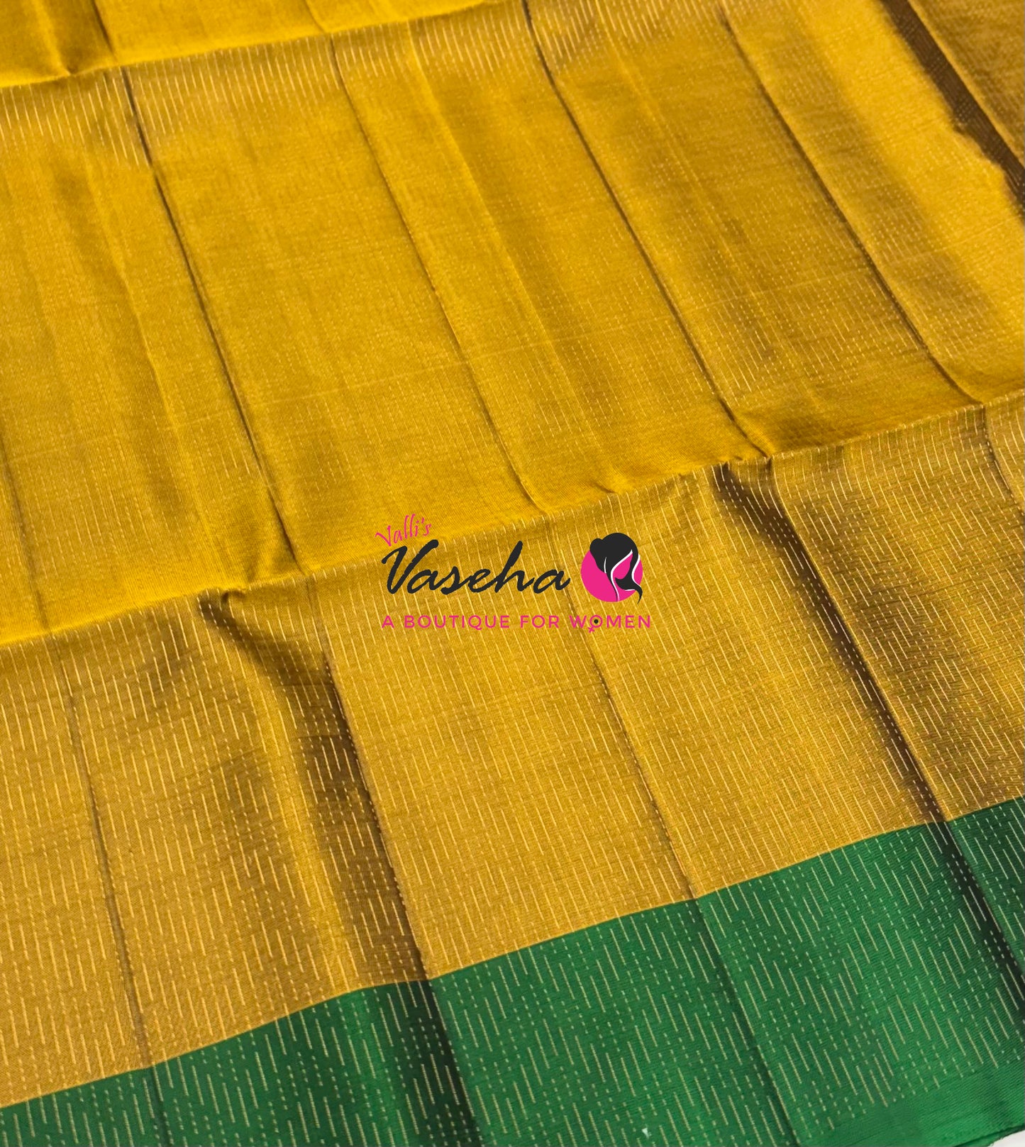 Pure Soft Silk Saree  - Vairavoosi Pattern - Mustard Green With Green - VVPSS095