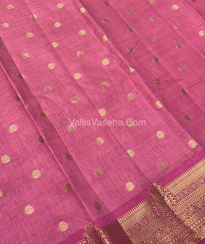 Semi Tussar Silk Saree - Onion Pink shade - VVSTS032
