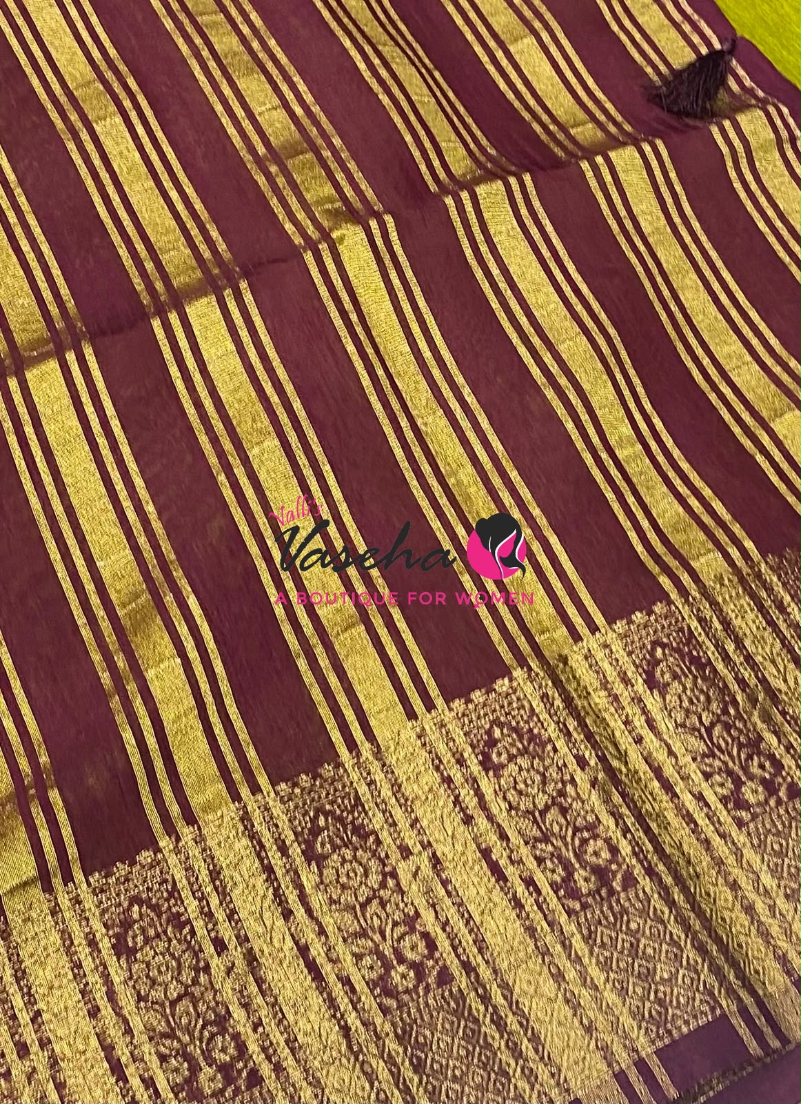 Semi Jute Silk Saree - Green With Maroon Shade- VVSJS001