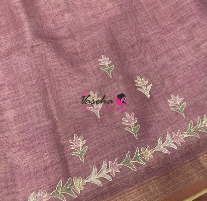 Linen Tissue Saree - Pink Shade - VVLTS005