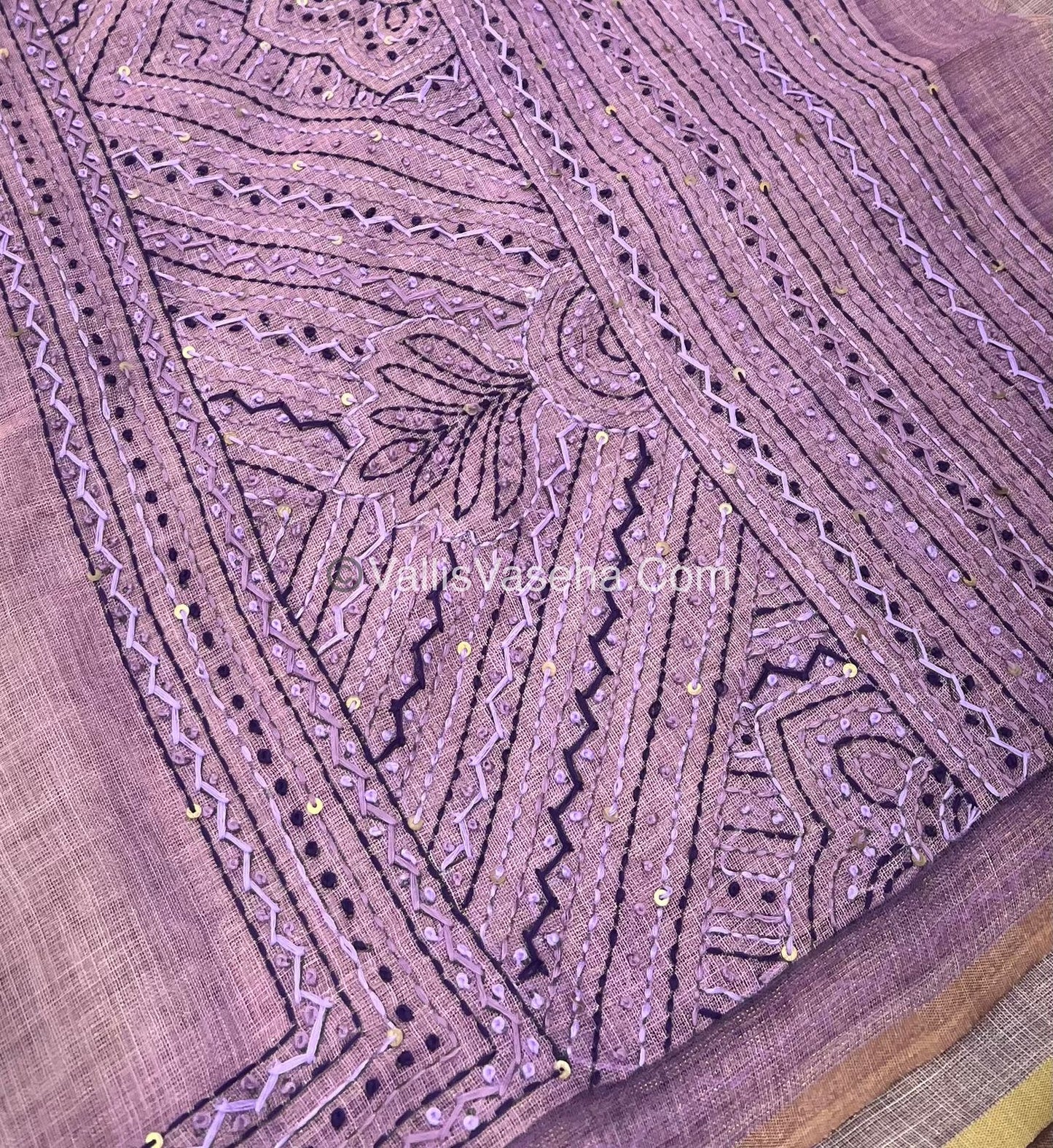 French Knot - Linen Tissue Saree - Lavendar Shade - VVLFN004