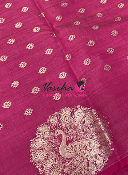 Semi Tussar Silk Saree | Pink Shade |VVSTS056