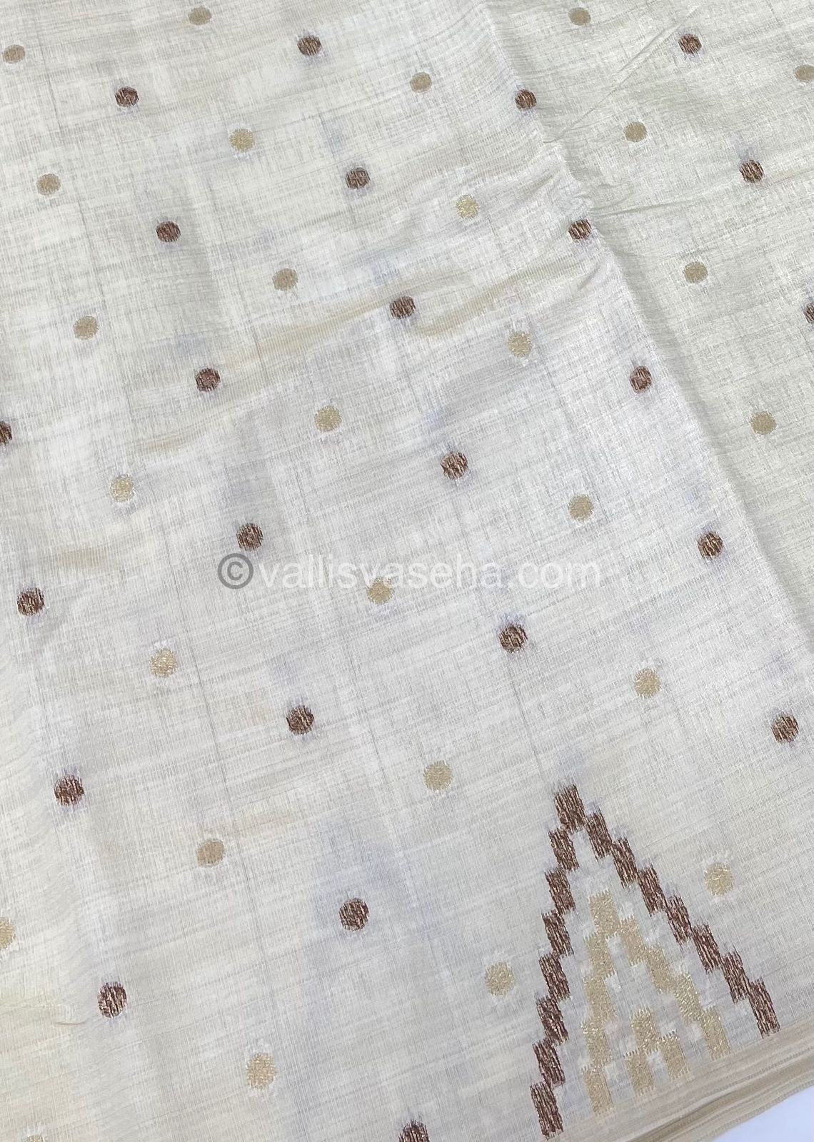Cherry Tussar - Semi Tussar Silk - Cream Shade - VVSTS009