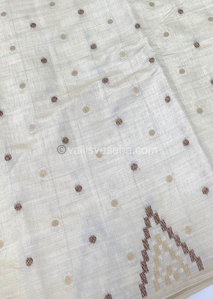Cherry Tussar - Semi Tussar Silk - Cream Shade - VVSTS009
