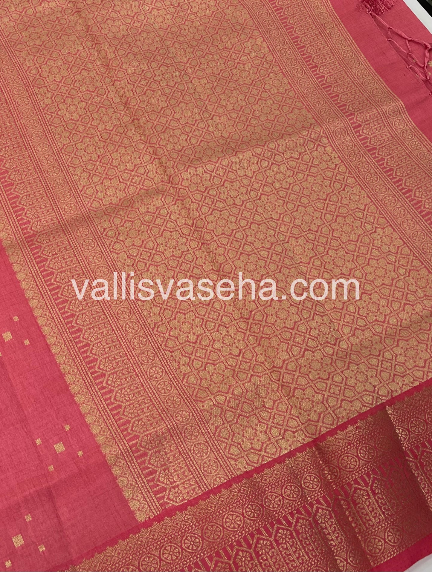 Semi Tussar Silk - Grand Pallu  - Peach Shade - VVSTS031
