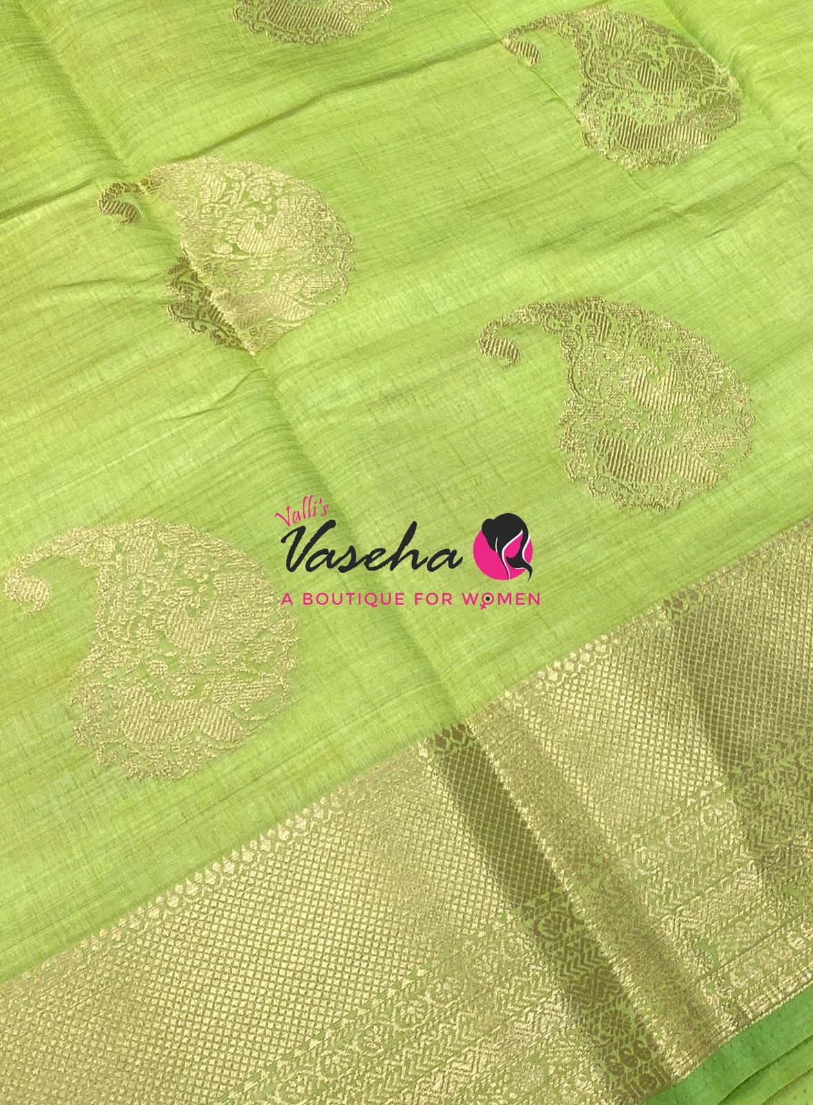 Semi Tussar Silk Saree | Pista Green Shade |VVSTS055