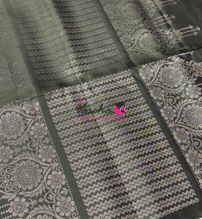 Pure Soft Silk Saree - Border Less  - Mahendi Green Shade - VVPSS068