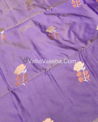 Semi Soft Silk - Border less -Creamish Lavender Shade -VVSSS007