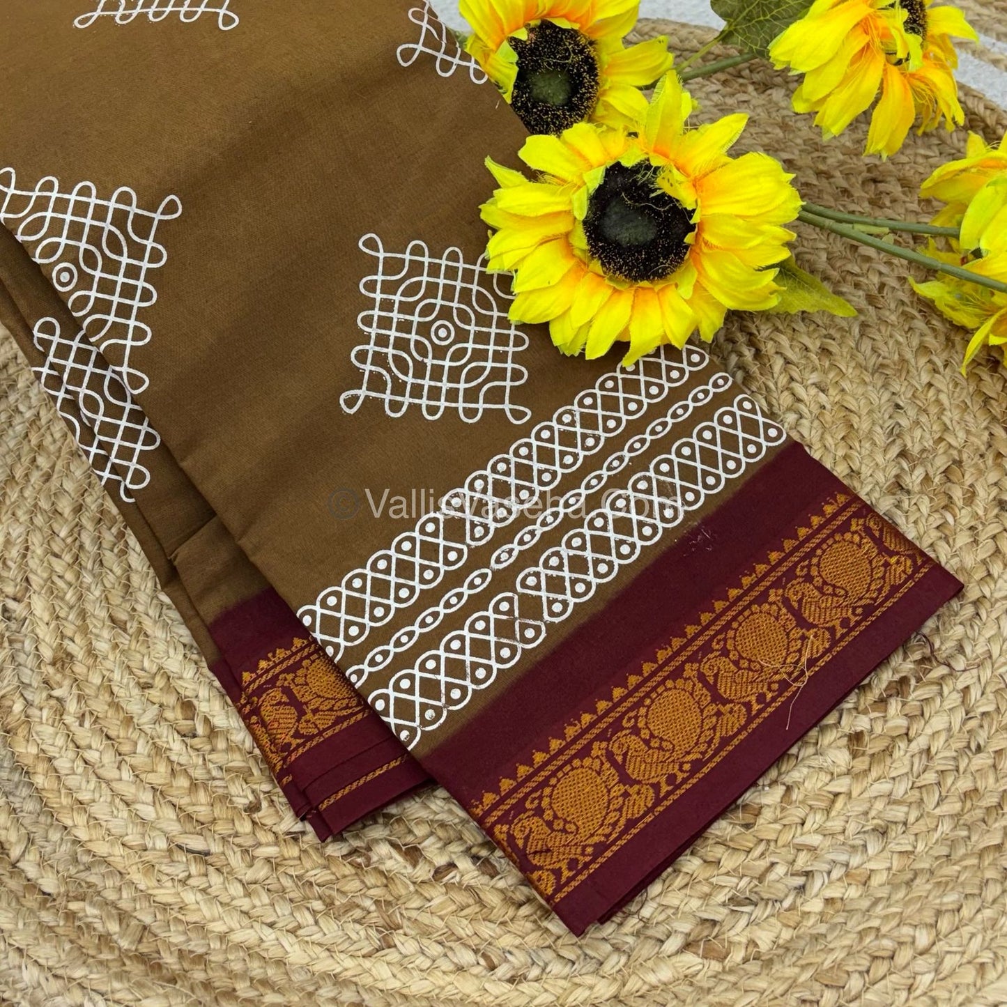 Sungudi Cotton Saree  - Kolam Print  - VVSKP001