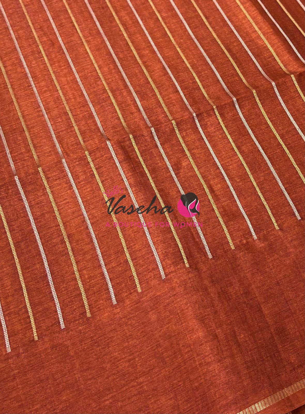 Semi Tussar Silk Saree | Rust Orange Shade |VVSTS049