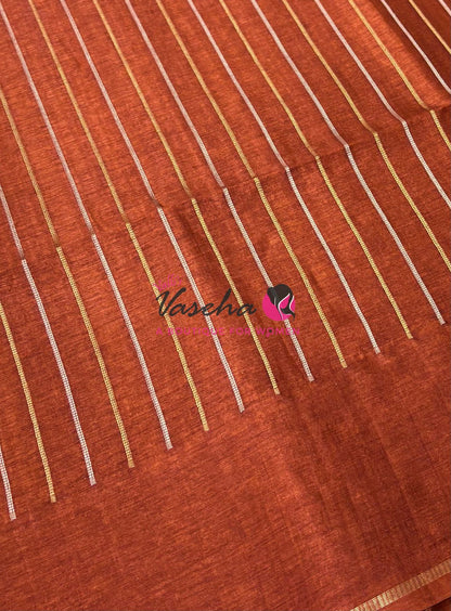 Semi Tussar Silk Saree | Rust Orange Shade |VVSTS049